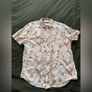 Perry Ellis Tan Floral Men's Shirt